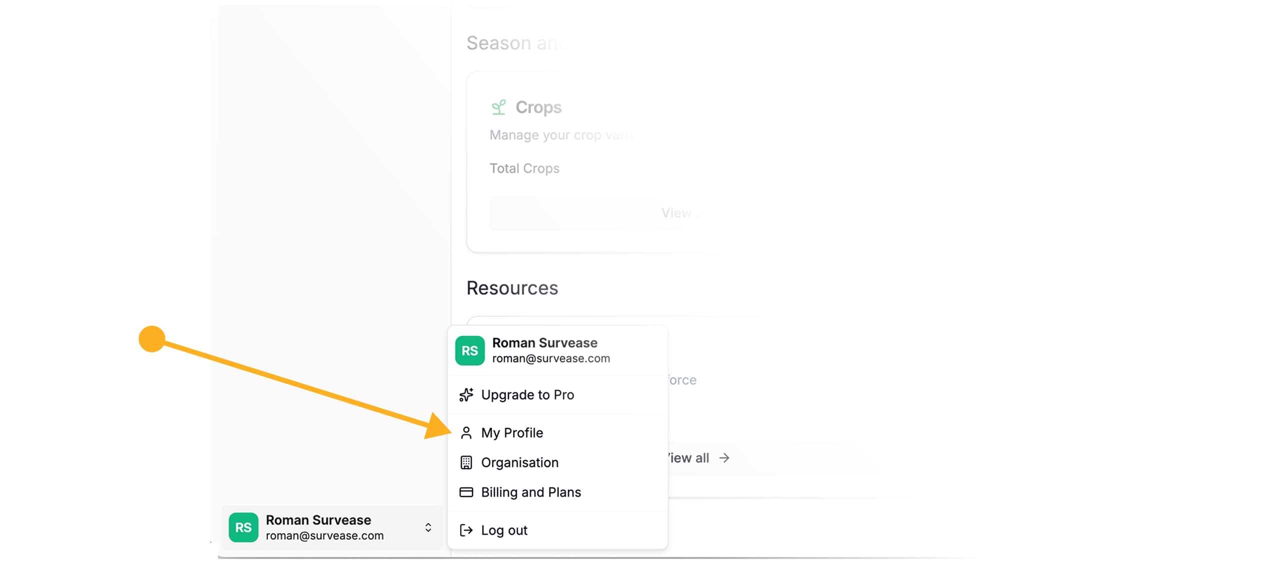 Sidebar with user profile